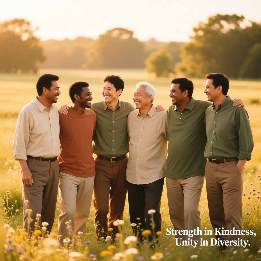 International Men’s Day 2025 celebration with diverse men united in strength and positivity